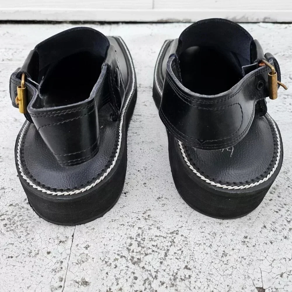 Captan Chappel Sandal Black Genuine Leather Upper Captaan Handmade Shoe Size 8.5 - Picture 7 of 11
